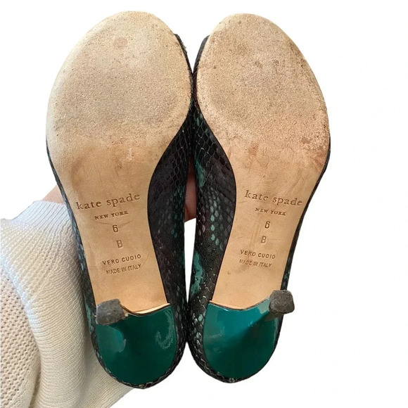 Kate Spade Cris Green Multi Metal Python Heels - Picture 2 of 10